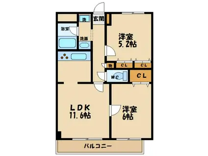 ヴィバーチェ仙川(2LDK/5階)の間取り写真