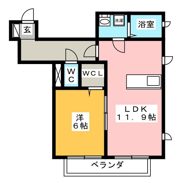 アリーヴィオ(1LDK/1階)の間取り写真