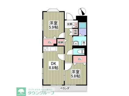 メゾン・ラフィーネII(2DK/2階)の間取り写真