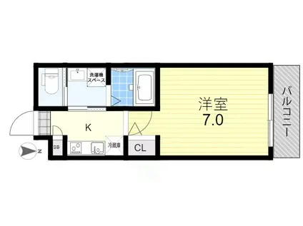 H-MAISON鶴橋(1K/2階)の間取り写真