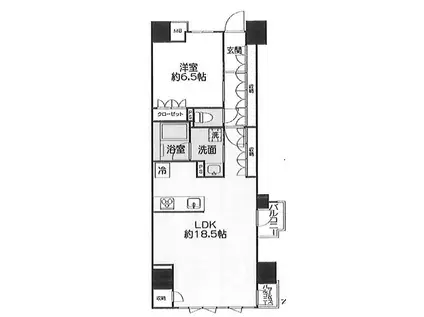 レーベン京都河原町(1LDK/8階)の間取り写真