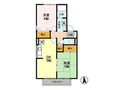 RIHITO八尾A(2DK/2階)の間取り写真