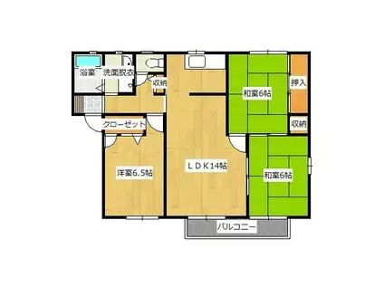 ソレアードTR A棟(3LDK/2階)の間取り写真