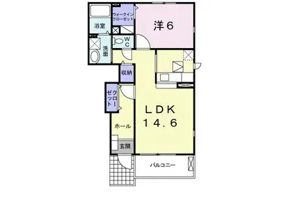 グランモデッサA(1LDK/1階)の間取り写真