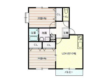 パインハイアット(2LDK/1階)の間取り写真