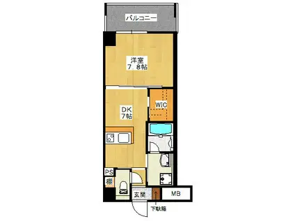 ウェリントンII(1DK/4階)の間取り写真