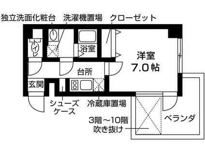トレジャーマンションIII(1K/8階)の間取り写真