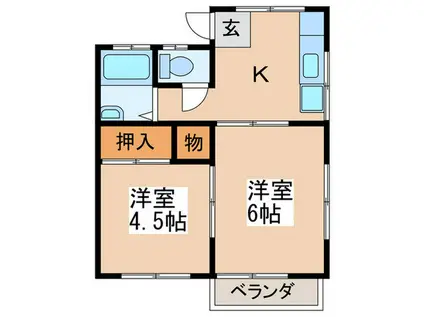 コーポ鹿沼(2K/2階)の間取り写真