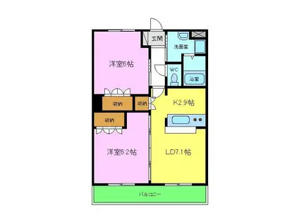 AZUR(2LDK/1階)の間取り写真