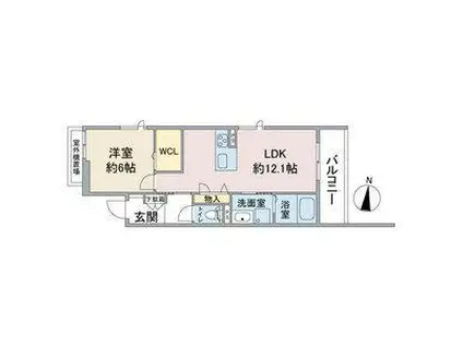 E-SMILE 榎(1LDK/2階)の間取り写真