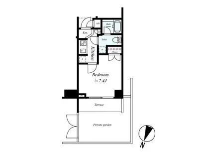 グラントゥルース板橋本町(1K/1階)の間取り写真