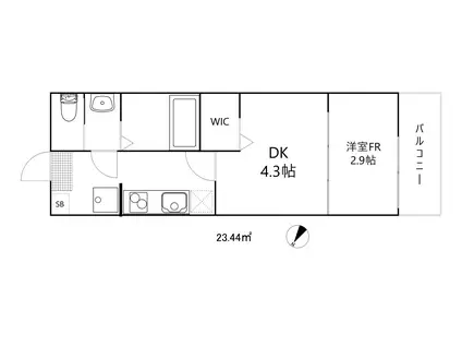 オクタ青木(1DK/1階)の間取り写真