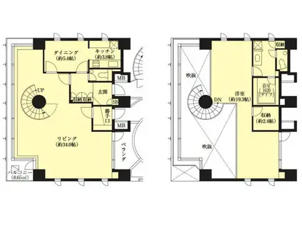 VORT青山1丁目DUALS(1LDK/11階)の間取り写真