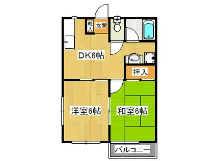 オオノパレス(2DK/1階)の間取り写真