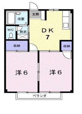 シティハイツさとうB(2DK/2階)の間取り写真