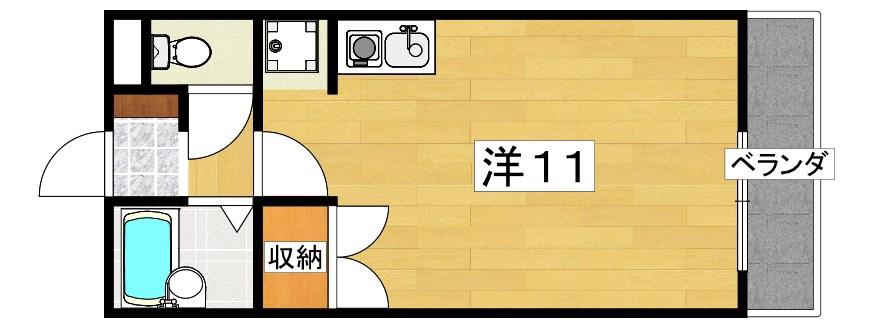 パティオ香里園東(ワンルーム/2階)の間取り写真