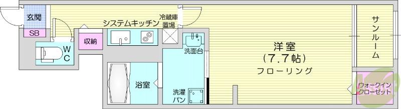 サニーサーガ(1K/1階)の間取り写真