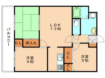 プレアール新飯塚(3LDK/8階)の間取り写真