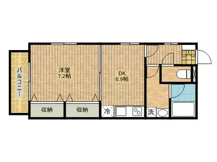 クレール橘A棟(1DK/2階)の間取り写真