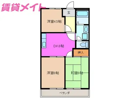 メゾンメイセツ(3DK/2階)の間取り写真