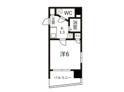 DELCCS日本橋浜町(1K/2階)の間取り写真