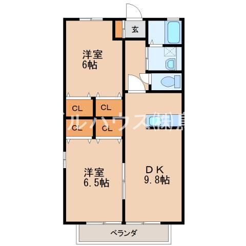 レトア南浦I(2DK/2階)の間取り写真
