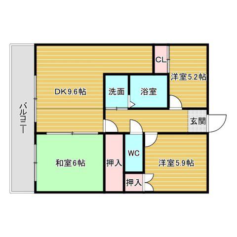 ケントマンション(3LDK/2階)の間取り写真
