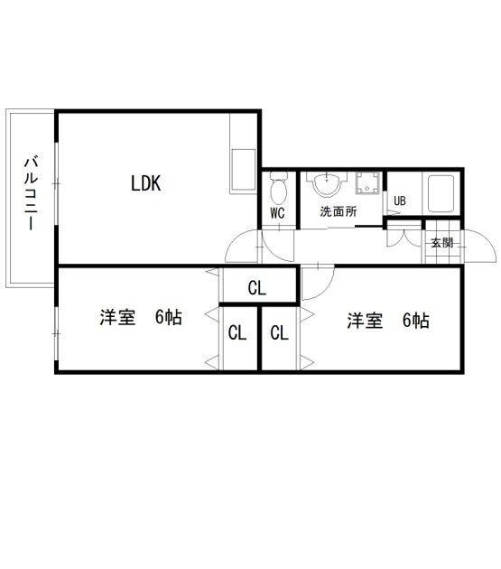バードランドひめじ弐番館(2LDK/1階)の間取り写真