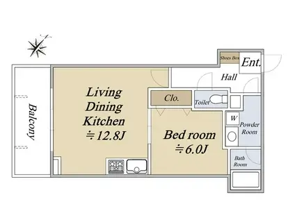 シュリンプタワー(1LDK/8階)の間取り写真