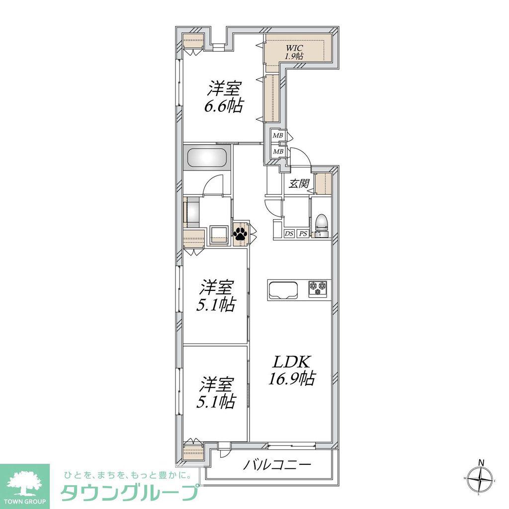 PALAIS CLAIR 桜山(3LDK/3階)の間取り写真