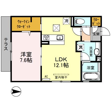 メディオ総持寺(1LDK/1階)の間取り写真