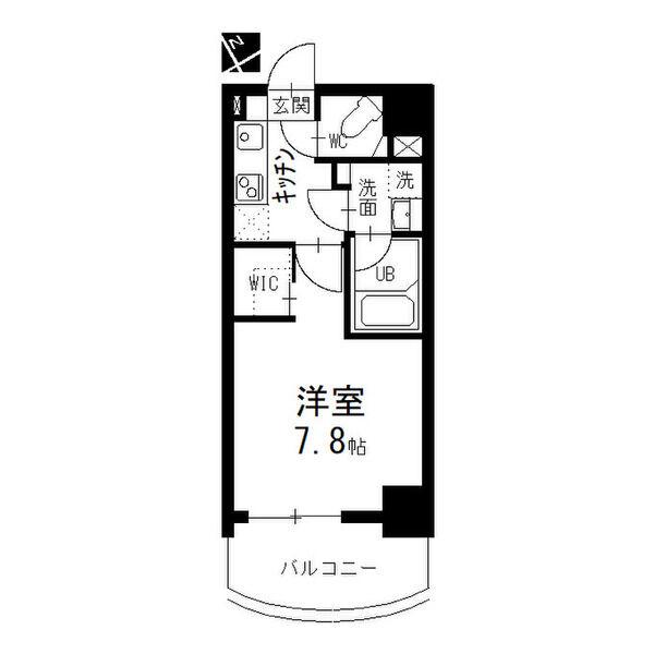 メイプルコート朝岡(1K/7階)の間取り写真