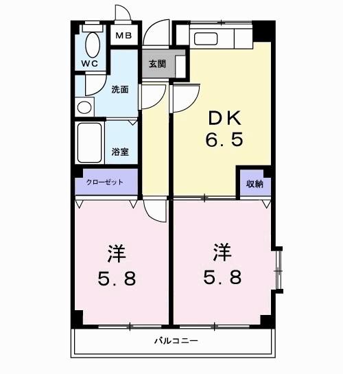 上田マンション(2DK/2階)の間取り写真