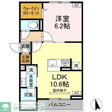 D-ASSET府中町(1LDK/3階)の間取り写真