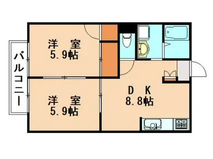 セフィーラ中村B(2DK/1階)の間取り写真
