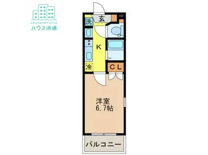 RESIDENCE家野(1K/1階)の間取り写真