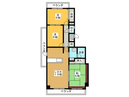 プリンセス三ツ池(3LDK/6階)の間取り写真