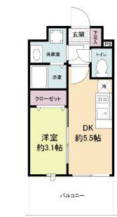 LIVE CASA県庁前(1DK/3階)の間取り写真