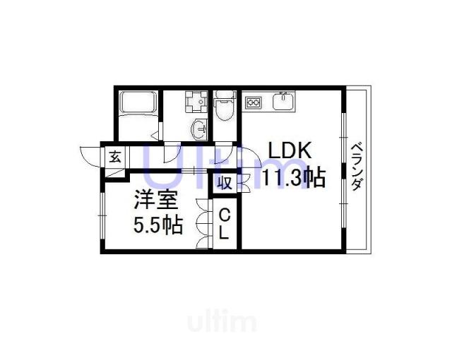 プランドール淀(1LDK/2階)の間取り写真