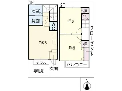 メゾンド・アムA棟(2DK/2階)の間取り写真