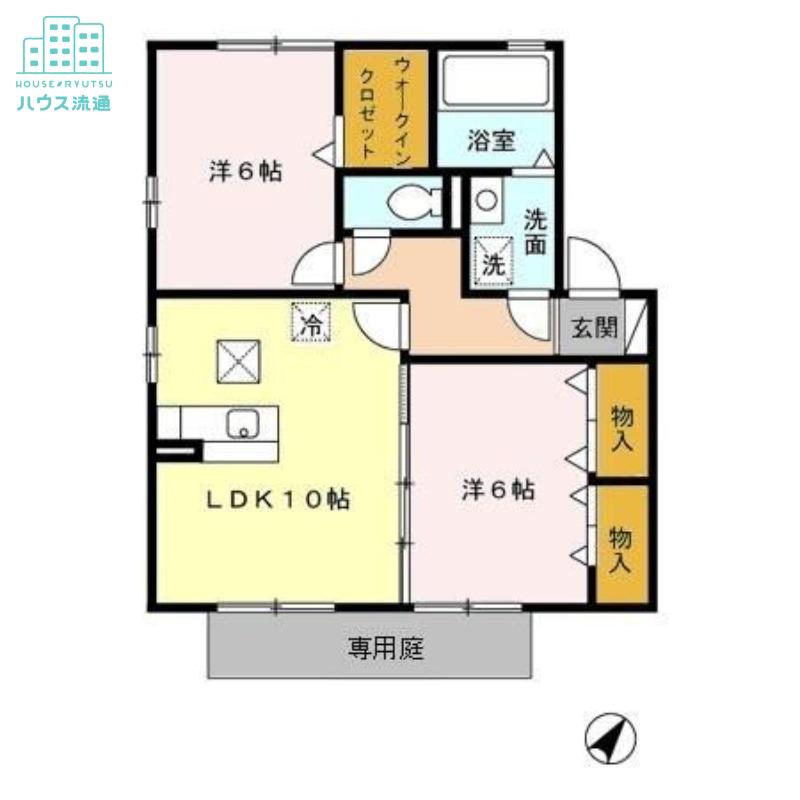 ラフィーネ三城(2LDK/1階)の間取り写真