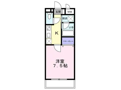 コマース錦(1K/2階)の間取り写真