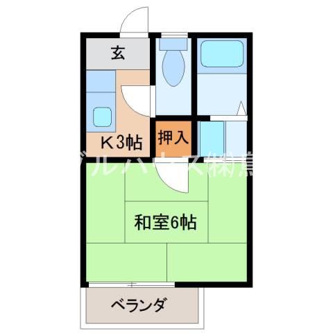 轟木ハイツC(1K/1階)の間取り写真