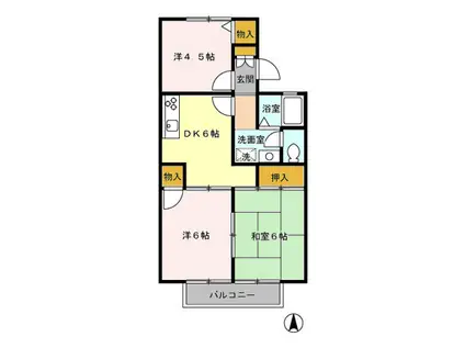 ビューエミネントIII(3DK/1階)の間取り写真