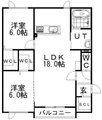 グランコート(2LDK/2階)の間取り写真