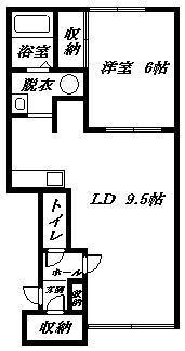 ベラーノE棟(1LDK/2階)の間取り写真