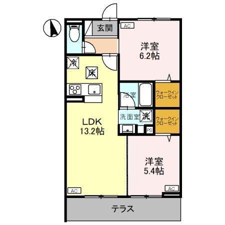 CLASSEUM元今泉(2LDK/1階)の間取り写真