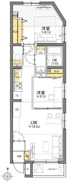 TASUKI RICHESSE SHIN-NAKANO(2LDK/1階)の間取り写真
