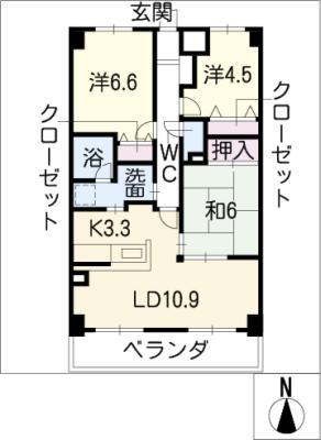 グローリアスコート緑区桃山東103号(3LDK/1階)の間取り写真