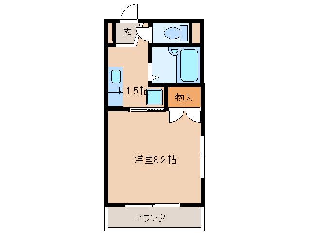 グローリアス城II(1K/2階)の間取り写真